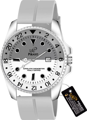 PIRASO ROL-X OG WHITE& GREY(SILICON STRAP) PIRASO ANALOG TWO TONE DIAL & GREY SILICONE STRAP WATCH FOR MEN Analog Watch  - For Men