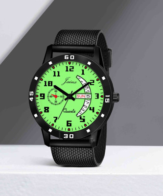 JAINX JM7108 Day & Date Function Radium Dial Rubber Band Analog Watch  - For Men