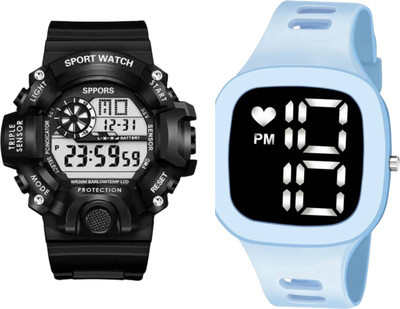 KIMY Digital Sport & LED Combo watches traditional style for men & boys silicone straps & round_Square dial Digital Watch  - For Boys