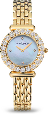 Saint Honore Paris New Collection GALA ROUND MOTHER OF PEARLWHITE Dial QUARTZ 2 HANDS Analog Watch  - For Women