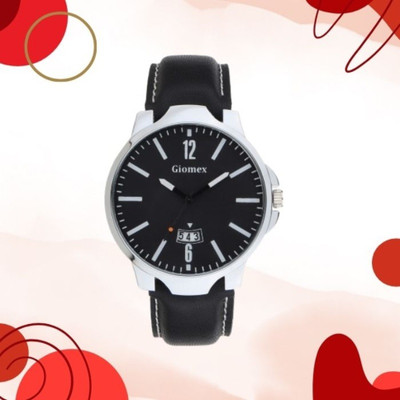 Giomex Formal 6-12 Blak Leather Black Strap Analog Watch Analog Watch  - For Men