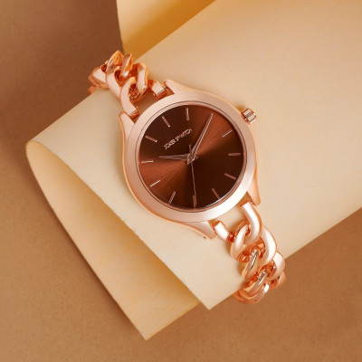 Joker & Witch Joker & Witch Althea Rosegold Watch With Brown Dial And Chain Link Strap Analog Watch  - For Women