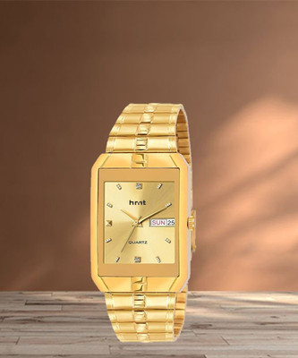 HMT DLS GOLDEN-9151 HMTS Day & Date Series Golden Plating Golden Metal Wrist Watch Analog Watch  - For Men