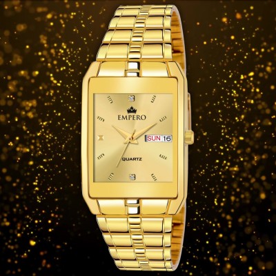 EMPERO EMPERO Square EMPERO Square Gold Dial With Gold Stainless Steel Analog Watch  - For Men