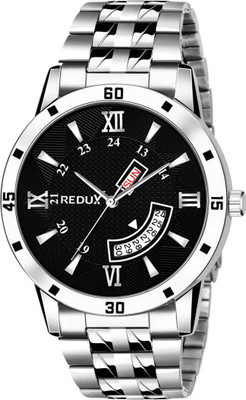 REDUX MW-138 Black Dial Day & Date Functioning Stainless Steel Chain Analog Watch  - For Men