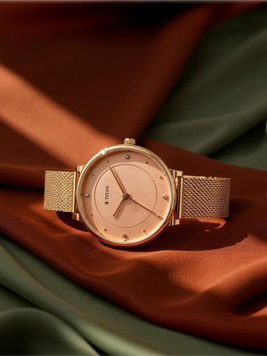 Titan Titan Purple Stackables Pink Dial Rose Gold Stainless Steel Strap Analog Watch  - For Women