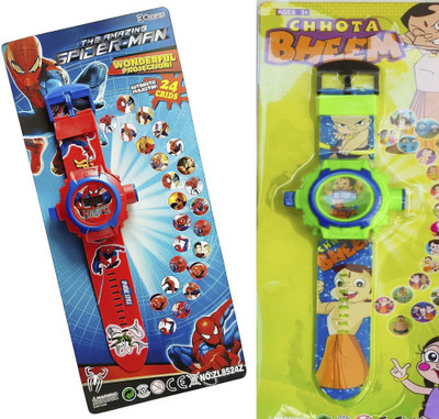 NIBSSmartShop Chhota Bheem & Spaiderman Projector Watch Combo for Kids (Set of 2) Digital Watch  - For Boys & Girls