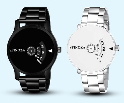 SPINOZA White and black color stylish and attractive dial design watch combo for men Analog Watch  - For Boys & Girls