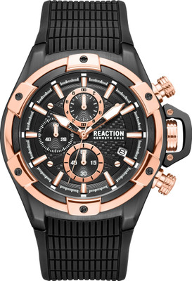 Kenneth Cole Reaction New Collection Chrono 3 Eyes Date Black Round Dial Analog Watch  - For Men