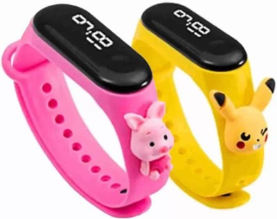 BRATON LED WATCH Combo Watches For Kids Age:5-10 Years (Multicolor Strap, Size : Free Size) Digital Watch  - For Boys & Girls
