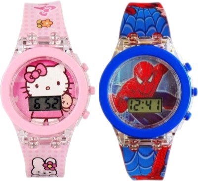 Timefit Digital Watch Combo Pack Of 2 Superhero Cartoon Watch Combo Pack Of 2 Digital Watch  - For Boys & Girls