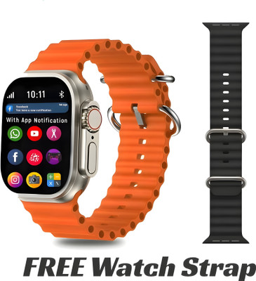 FastCares with AI assistant, Bluetooth Calling and Fitness No Sim(Orange Strap Free Size) T800 ultra smart watch with wireless charging Smart Watch (Without Sim Card) Digital Watch  - For Boys & Girls