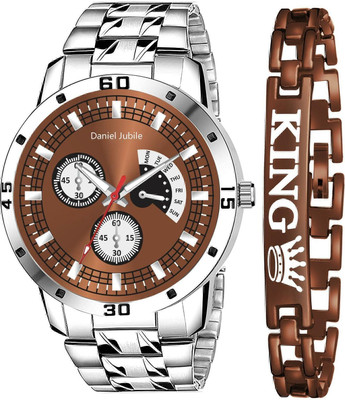 SHURAI Brown_watch_for_boys Unique Formal Look Brown Dial Watch and King Diamond Bracelet Combo For Men Analog Watch  - For Men