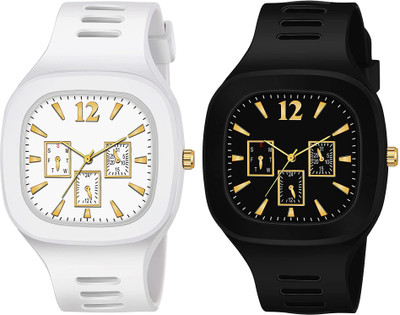 TERIZLA MILLER Square Dial Combo Watch Black & Grey Stylish Casual Analog Watch  - For Boys