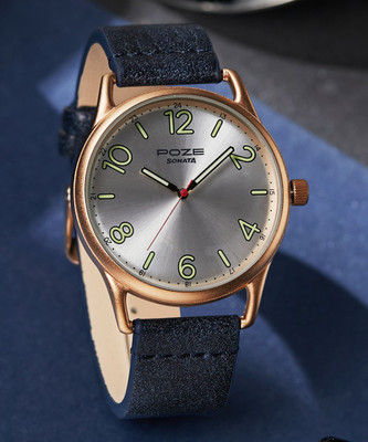 SONATA Poze Silver Dial Blue Strap Analog Watch  - For Men