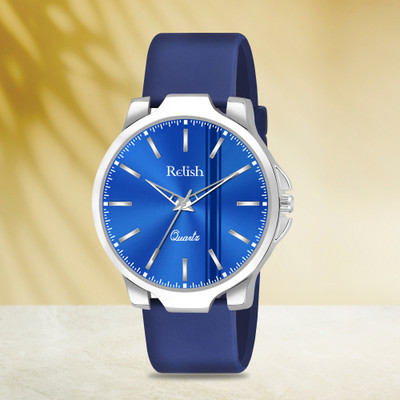 RELish INA-W515 Blue Silicone Strap Silver Case Quartz Display Analog Watch  - For Men