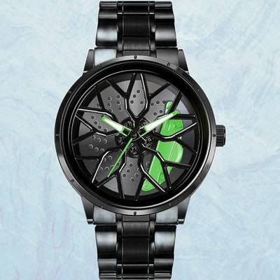house of common timex Car wheel watch | Spinning watch | Roatating watch | Gyro watch | Green watch Analog Watch  - For Men