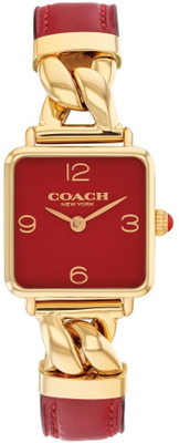 COACH Cass Coach Qtz Basic Slim Red Square Dial / 14504358 Analog Watch  - For Women