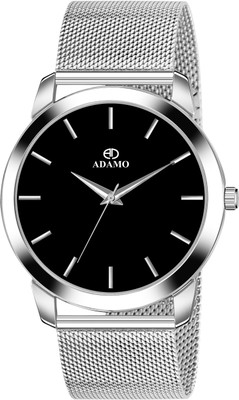 ADAMO 875SSM02 watch Scratch Resistant Black Dial Round Shaped with Metal Chain Premium Analog Watch  - For Men