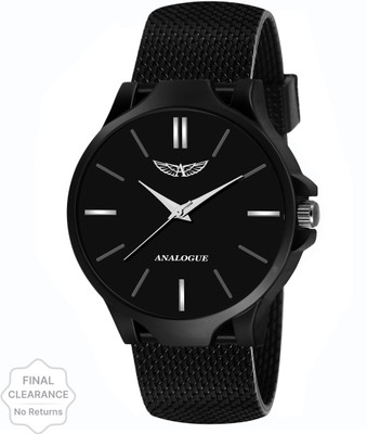 ANALOGUE Midnight Black Dial & Silicon Mesh Strap with Water Resistant & 1 Year Quartz Warranty Boys Series Analog Watch  - For Boys