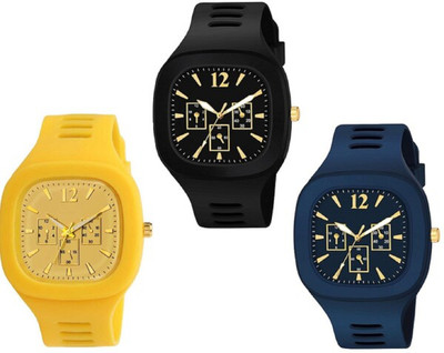 SKYZONE Square Dial Silicone Strap Gift Watch For Boys Skz-046 Analog Watch  - For Men