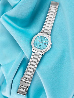ABREXO Abx4567-Sky Blue Nautilus Date Working Square Blue Dial Silver Quartz Mechanism Watch For Boys Analog Watch  - For Men