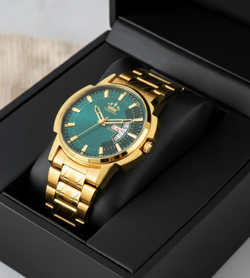 LIMESTONE Day & Date Original Gold Plated Adjsutable Bracelet HMTS Quartz Analog Watch  - For Men