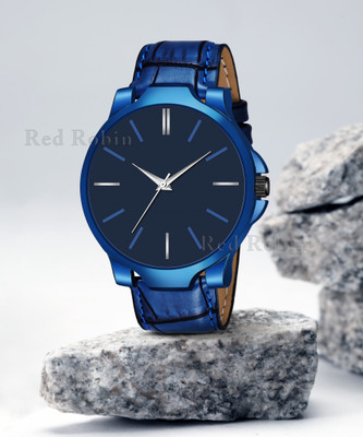 Welix LR05-BLU-3K-BLU-CRL Fancy Design Stylish Blue Leather Strap Wrist Watch for Men and Boys Analog Watch  - For Men