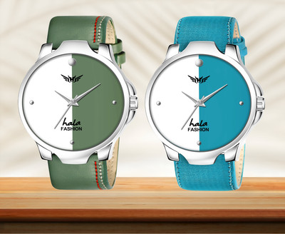 HALA 1048 Combo Set: Pack of 2 Stylish Analog Watches – one fiji green, one turquoise Analog Watch  - For Men