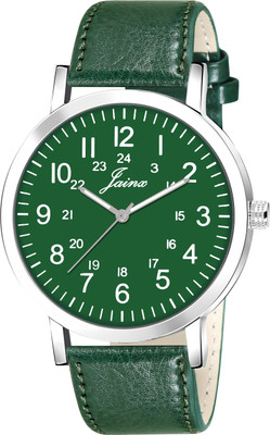JAINX Green Dial Leather Strap Analog Watch  - For Men