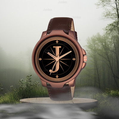 SKOAL ALPHA-J-3K-BRW-L Fancy Design Stylish ALPHABET J Dial Brown Leather Strap Men Wrist Watch Analog Watch  - For Boys