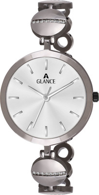 Aglance 7700 GREY DIAL DARK GREY WATCH WITH CRYSTAL STUDDED CHAIN FOR GIRLS & WOMEN AG 7700 GREY DIAL DARK GREY WATCH WITH CRYSTAL STUDDED CHAIN Analog Watch  - For Women