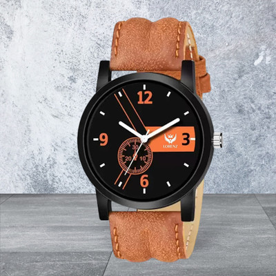 LORENZ MK-101A Lorenz Slim Fit Black Dial Leather Strap Quartz Analog Watch  - For Men