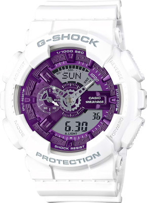 CASIO GA-110WS-7ADR G-SHOCK Purple Dial White Resin Strap Analog-Digital Watch  - For Men