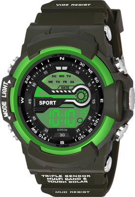 FLAREFUSSION DIGITAL ANALOG SPORTS MULTI FUNCTIONAL Green sports watch for men L-1220 Analog-Digital Watch  - For Men & Women