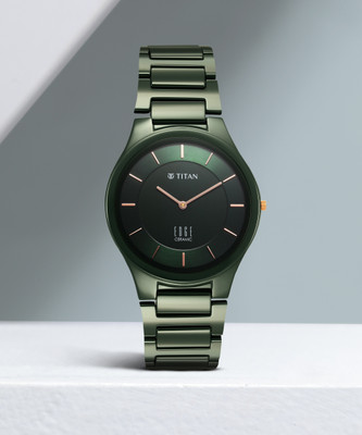 Titan Edge Ceramic Quartz in Glossy Green Dial Analog Watch  - For Men
