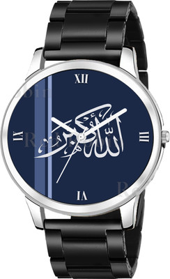 Talgo IW005-ROM-NEWAVO-SIL-CDBLK ISLAMIC Allahu Akbar Design Round Dial Black Silicone Strap Muslim Analog Watch  - For Men