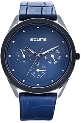 Acura AC-1059 Acura Blue Dial Multifunction Analog Watch with Leather Strap for Men ACURA Analog Watch  - For Men & Women