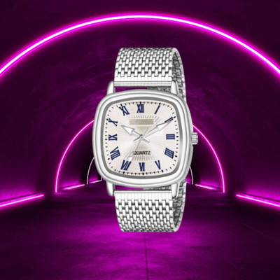 Giomex New Launch Chain Stainless Steel Square Quartz Analog Watch  - For Men