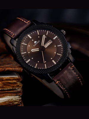 EMPERO FSL EMPERO Men's Premium Brown Analog Watch with Day & Date Function – Leather Strap Analog Watch  - For Men