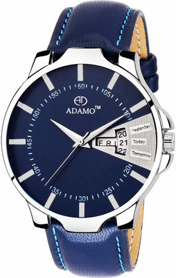 ADAMO Designer wristwatch / watchs Scratch Resistant Blue Dial Round Shaped with Synthetic Leather Strap Premium watch for Men and Boys Analog Watch  - For Men