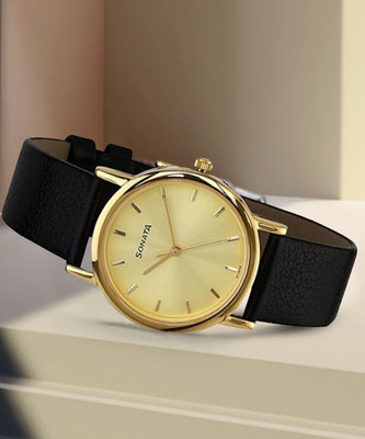 SONATA Classy7987YL01Black Leather Analog Watch  - For Men