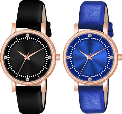 frozil Analog 4 Point Diamond Studded Round Attractive Dot Pattern Black Analog Watch  - For Women