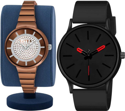 HPWATCH BLK-MN-0001_ZXC-011-BROWN Modern Minimalist Black Dial Silicone Strap Analog Watch Analog Watch  - For Men & Women