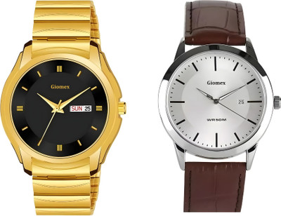 Giomex 1578 Black GP DD-Combo-1584SL03_1 Silver Date 1578 Black GP DD-Combo-1584SL03_1 Silver Date Analog Watch  - For Men & Women