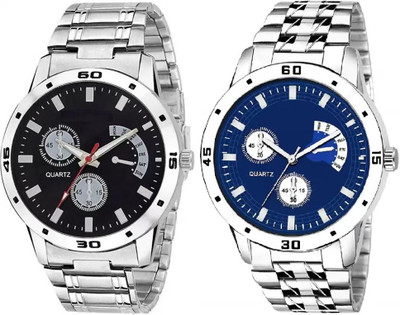 Victox Enterprise Man Pack of 2 Stylish Designed Black & Silver Dial Boys Analog Watch - For Men Analog Watch  - For Boys