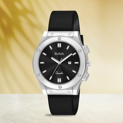 RELish INA-W501 Silicone Strap Black Date Display Analog Watch  - For Men