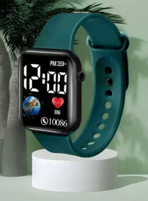 THMT Lifestyle Dial Color Black & Green Strap Digital Watch  - For Boys & Girls