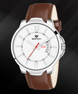 RISHOXX Rishox New Track Number Dial, Day & Date, Brown Leather Strap Analog Watch Rishox New Track Number Dial, Day & Date, Brown Leather Strap Analog Watch Analog Watch  - For Men