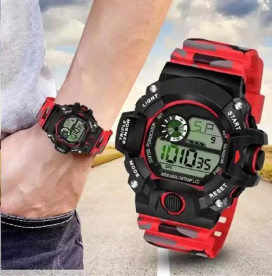 Tarido Red Army Army Red Color Synthetic Silicone Strap Multi-Function Automatic Waterproof Digital Watch  - For Boys & Girls